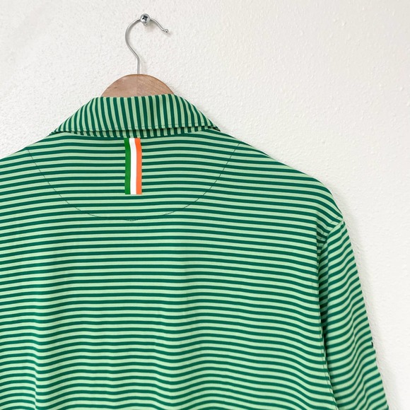 Rhoback Shirts Mens Rhoback Green Striped Branded Performance Golf